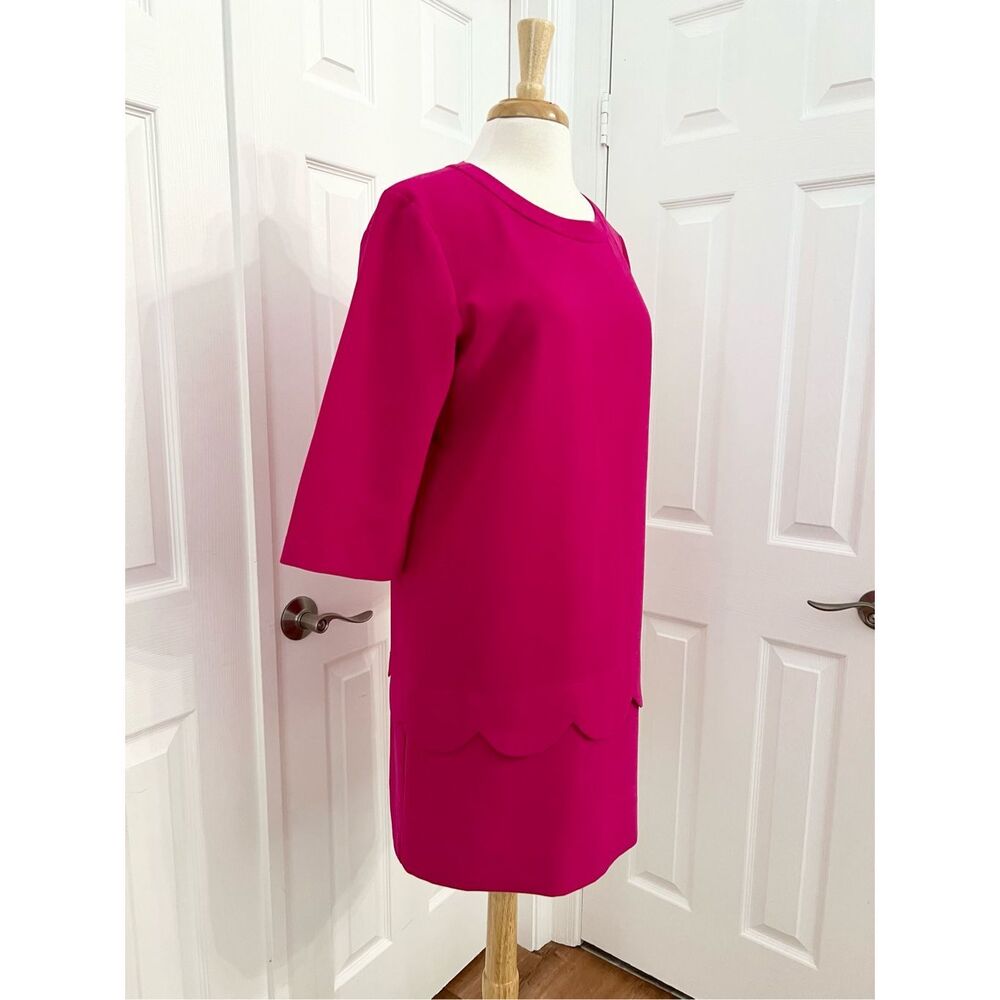 Kate Spade Demi Sweetheart Shift Scallop Dress Pink 3/4 Sleeve Shift Dress 10 - Picture 2 of 6